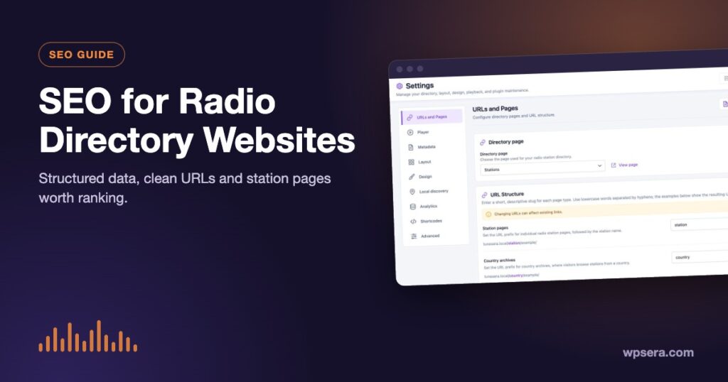 Radio directory SEO: TuneSera URL and page settings
