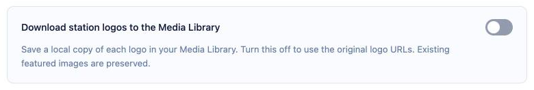 TuneSera Pro import option to download station logos to the Media Library