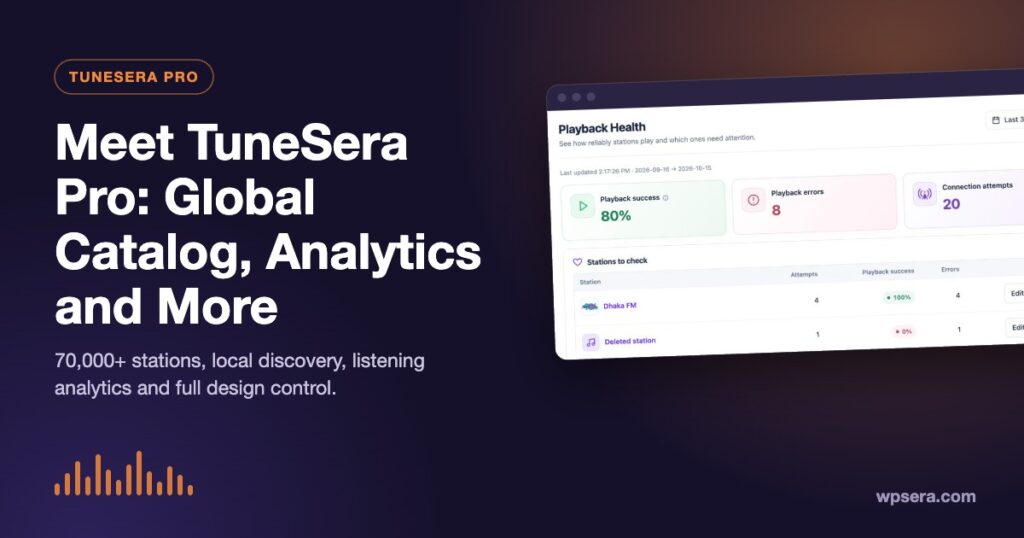 TuneSera Pro features: listening analytics Playback Health report